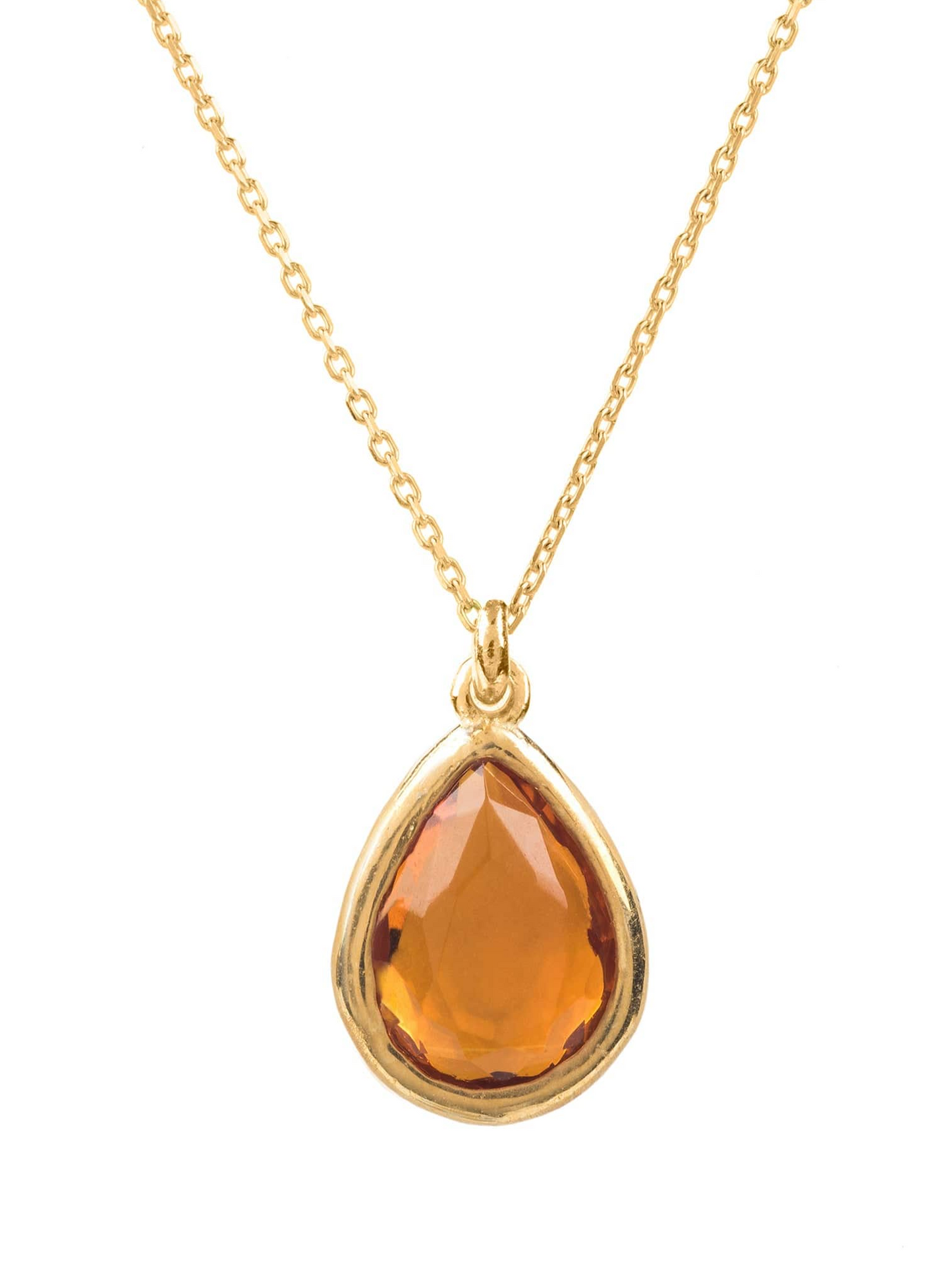 Mini Teardrop Necklace Gold Citrine