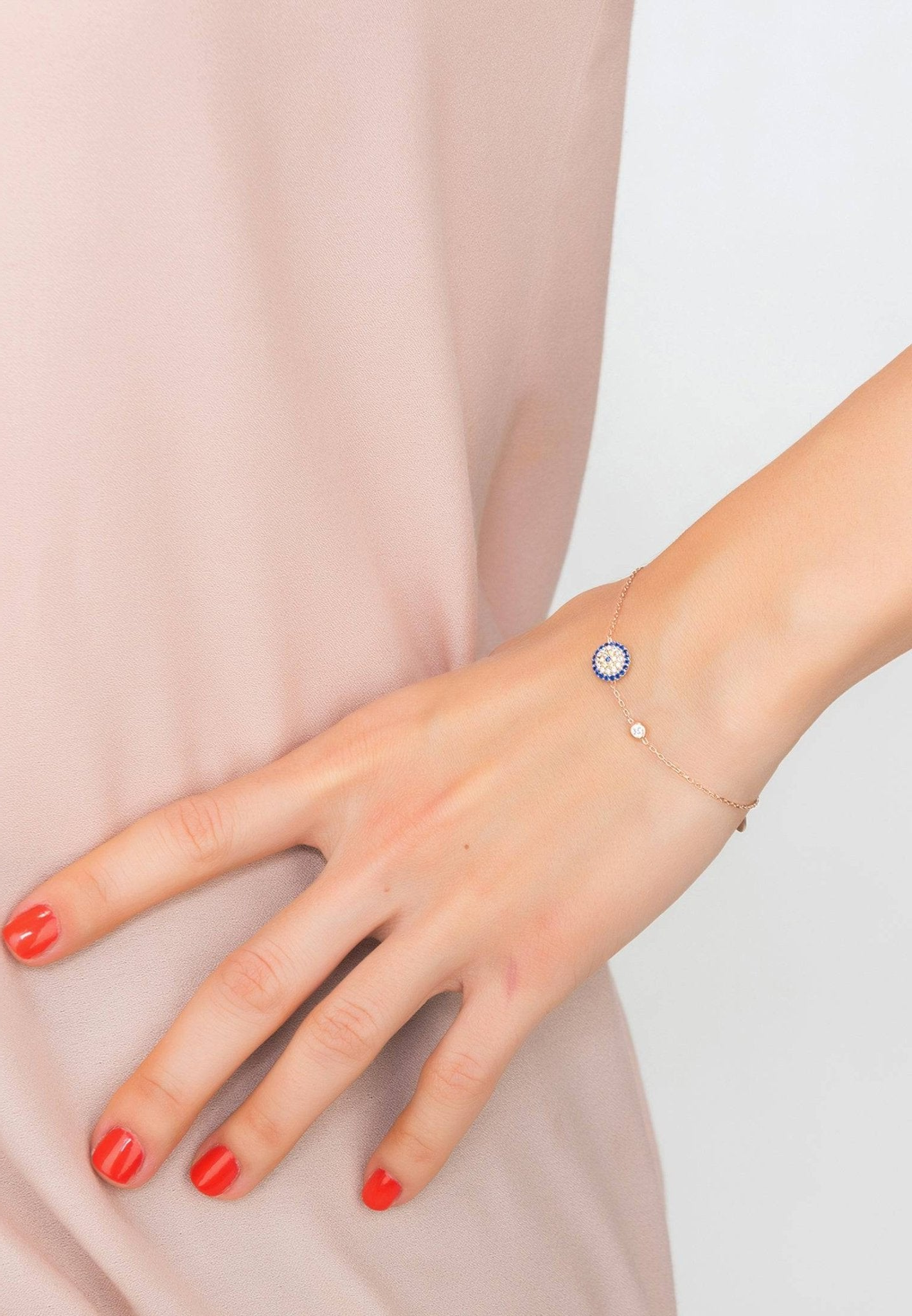 Rose Gold Evil Eye Charm Bracelet