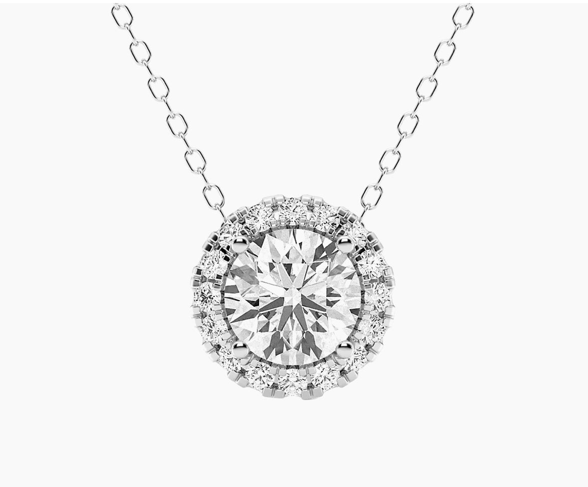 2 CTW Lab-Grown Diamond Halo Pendant Necklace