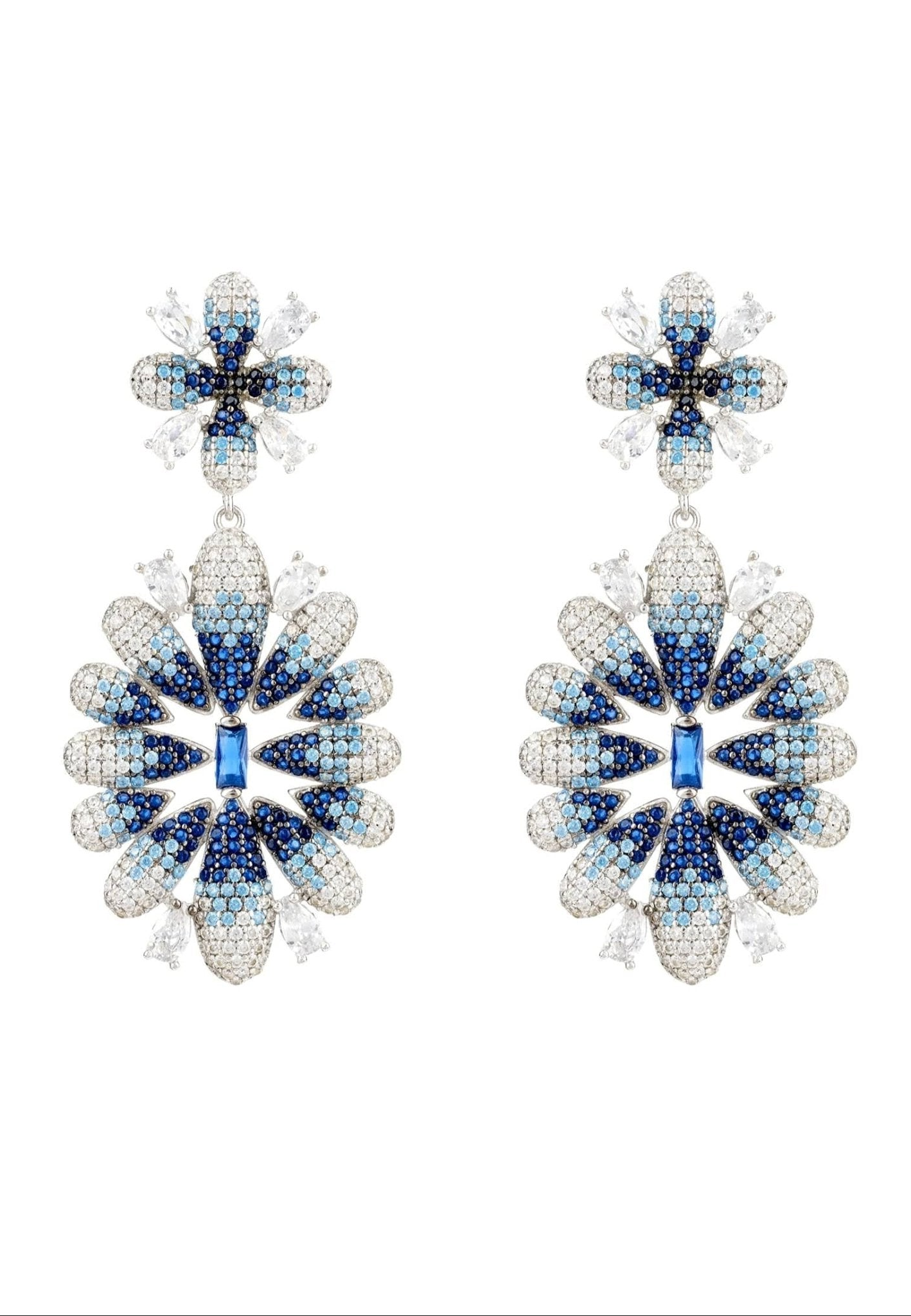 Babylon-Flower-Drop-Earrings-925-Sterling-Silver-Sapphire-Blue-White-Zircon
