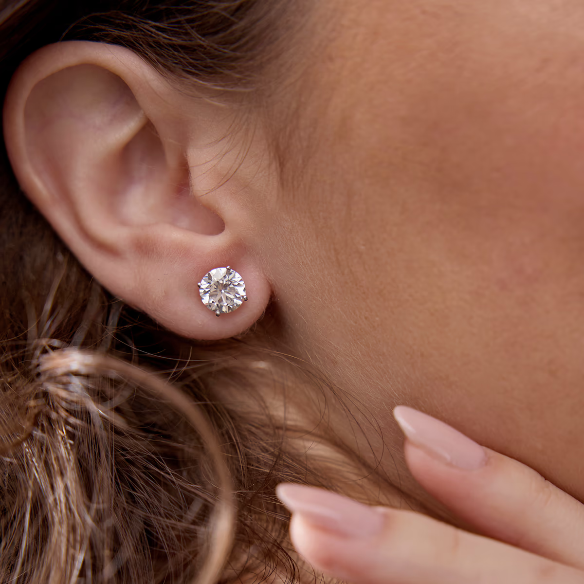 4.00 CTW AGI Certified Lab Grown Diamond Stud Earrings