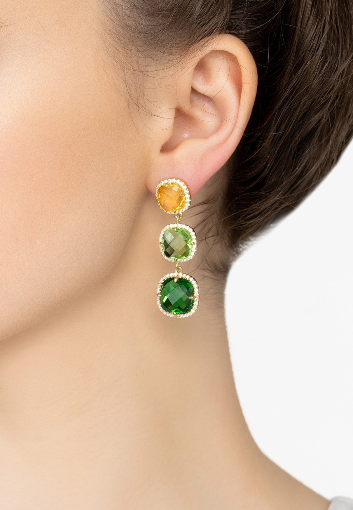Meaningful-Gift-Earrings-18ct-Gold-Plated-Emerald-Peridot-Citrine-Cubic-Zirconia