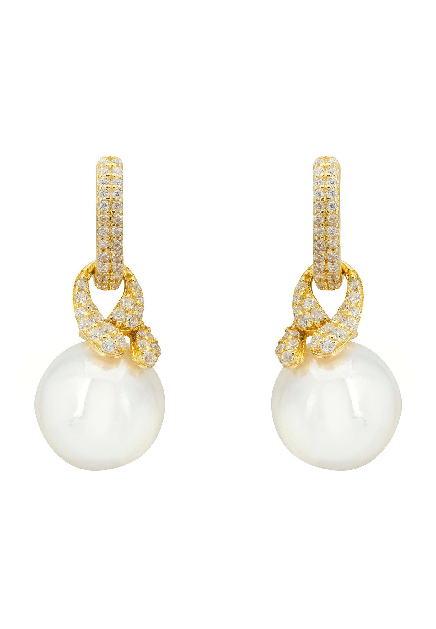 Symbolic-Pearl-Knot-Design-Cubic-Zirconia-Earrings-18ct-Gold-Plated-925-Sterling