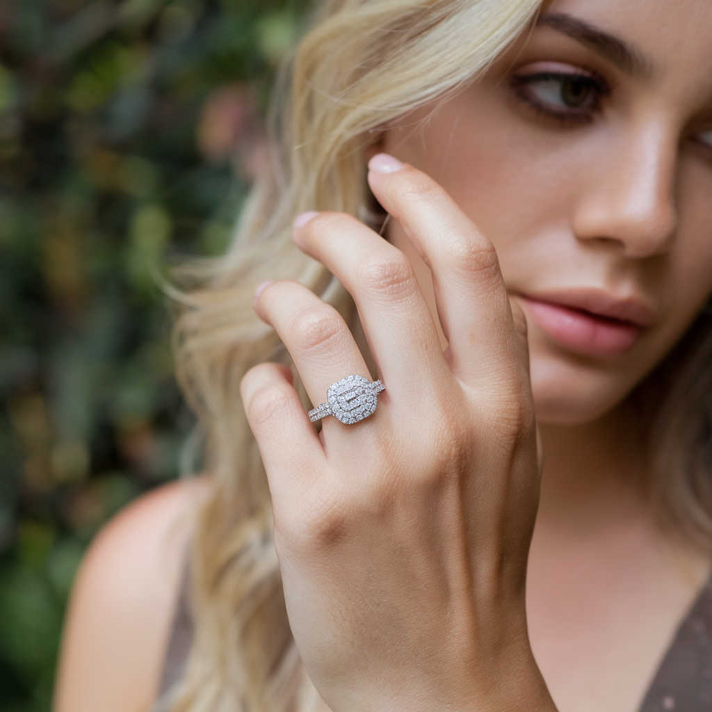 Emma Round-Cut Diamond Cluster Cushion Ring