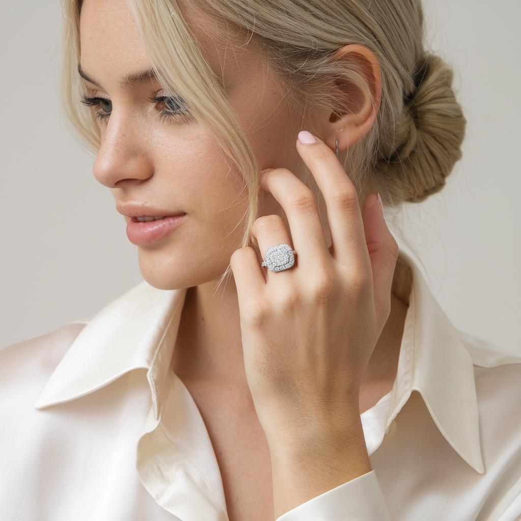 Emma Round-Cut Diamond Cluster Cushion Ring