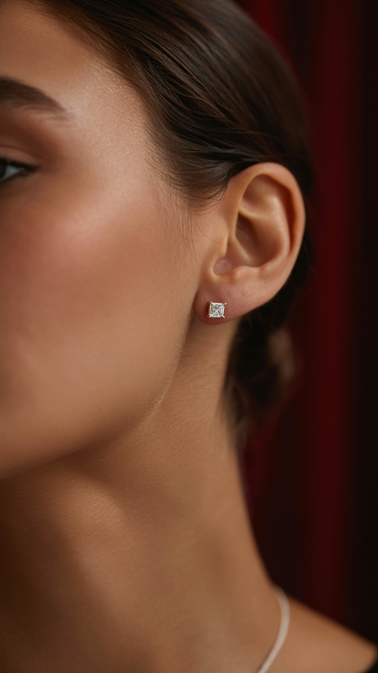 1 CTW Princess-Cut Diamond Stud Earrings