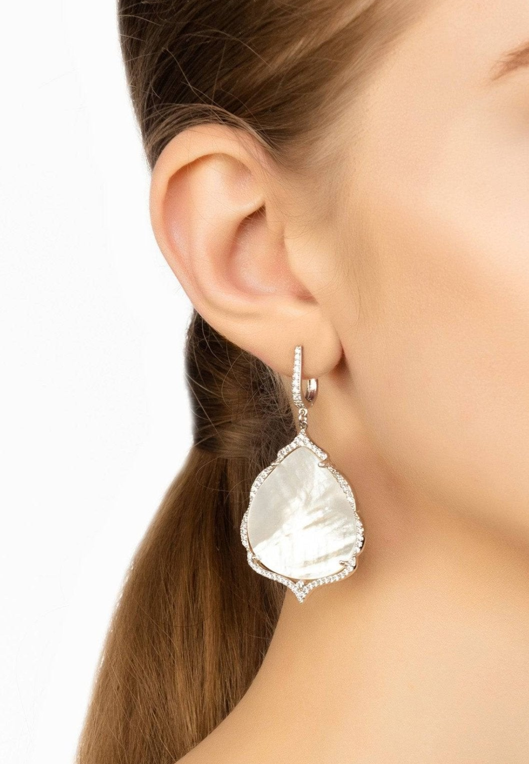 Antoinette Earrings White Mother of Pearl Silver