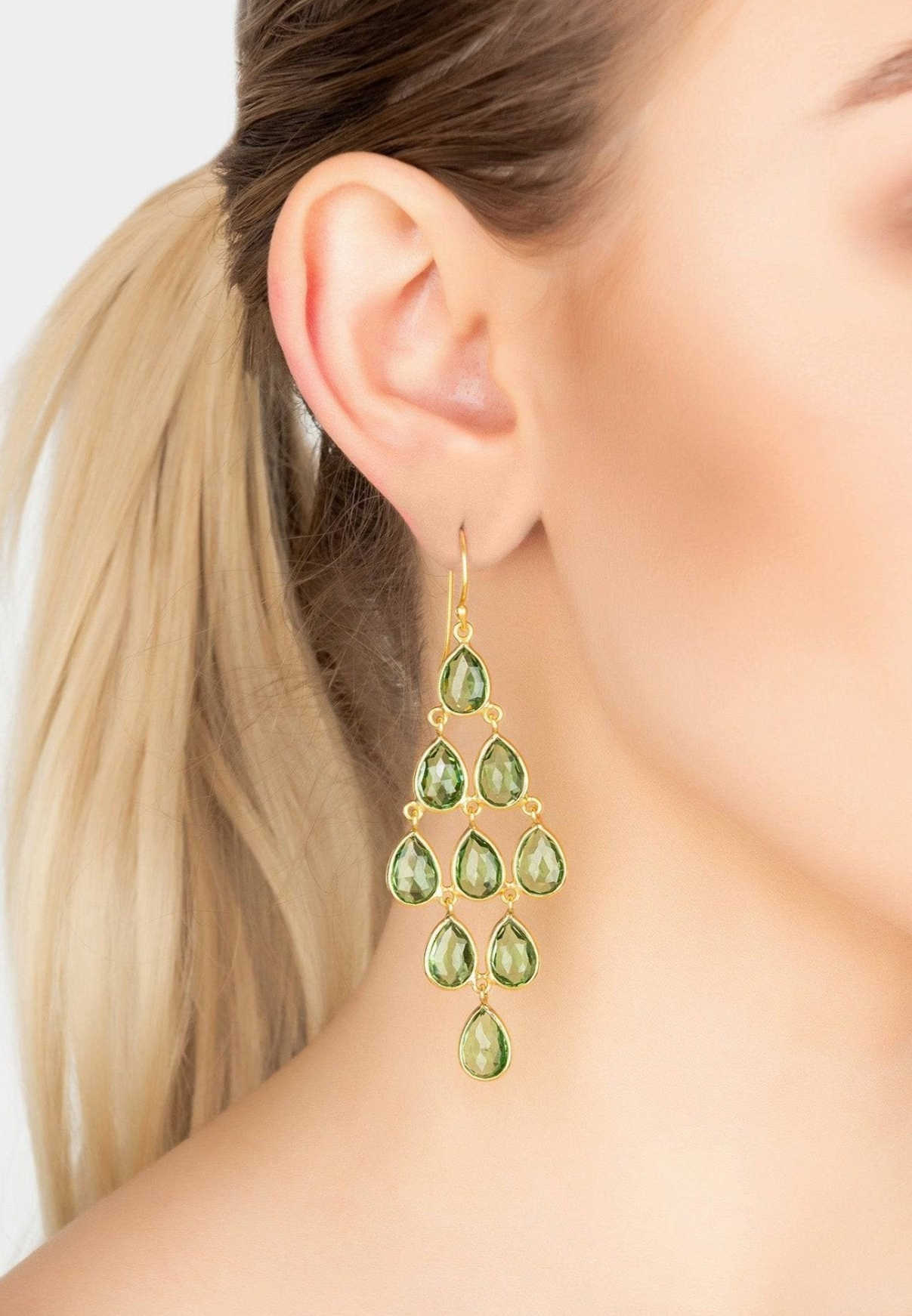 Cascading Emerald Peridot Earrings