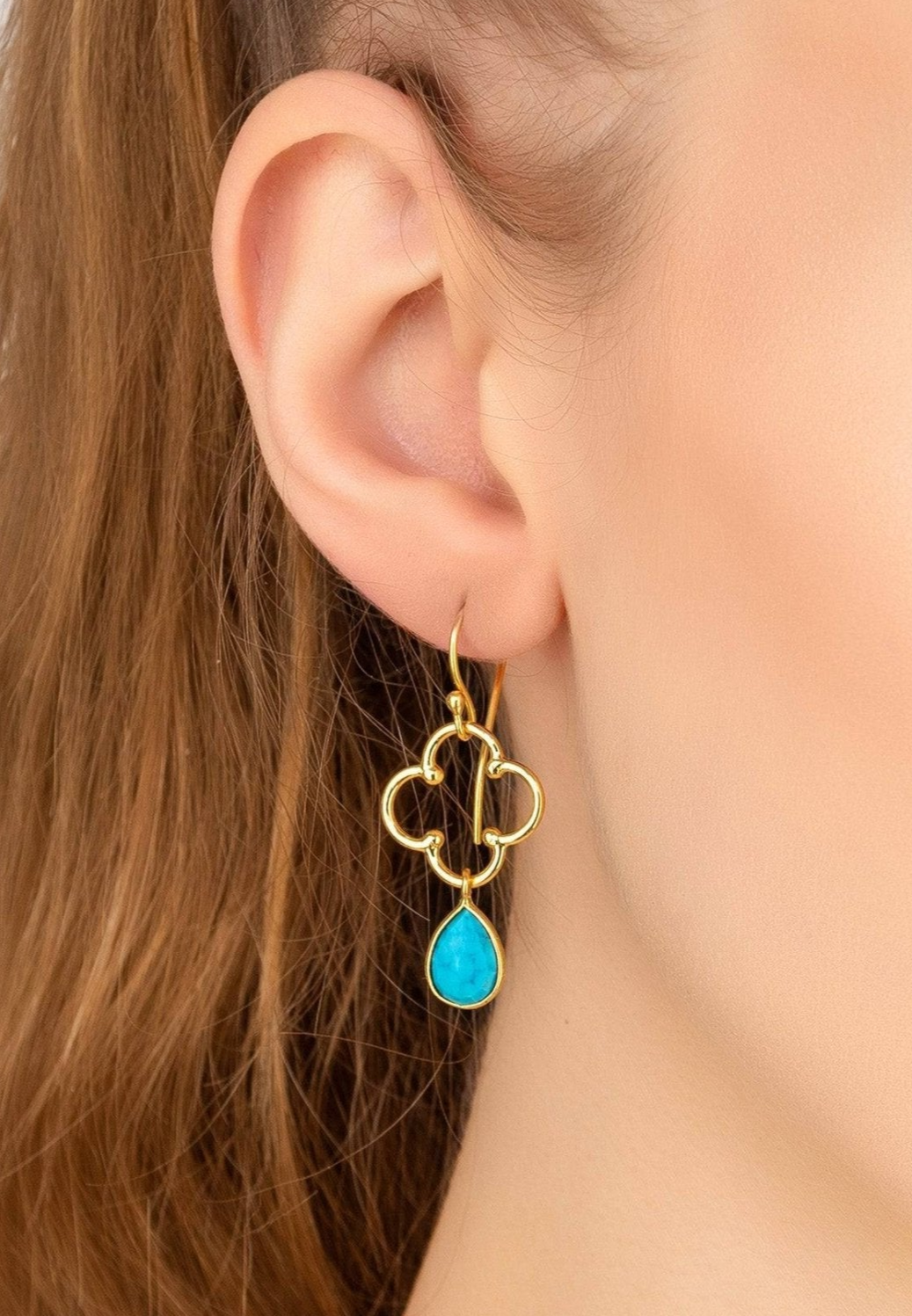 Clover & Turquoise Gemstone Earrings