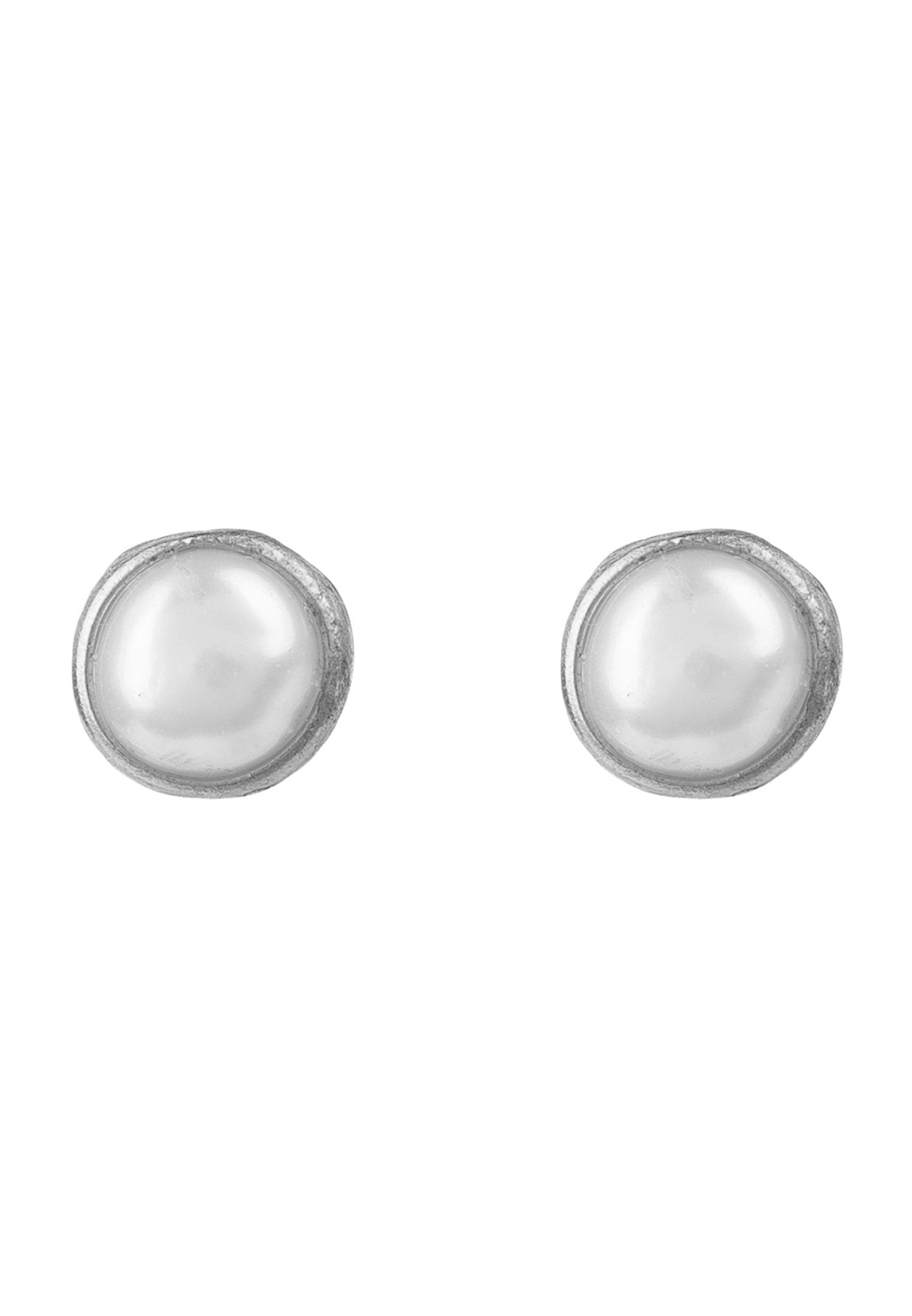 White Pearl Studs Sterling Silver