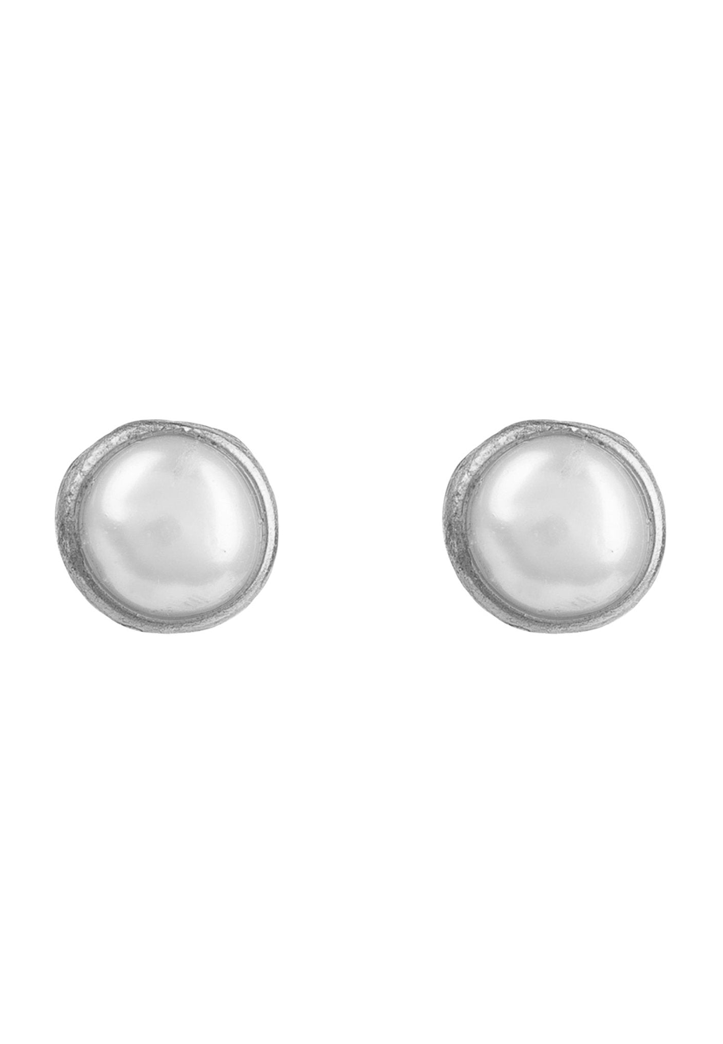 White Pearl Studs Sterling Silver