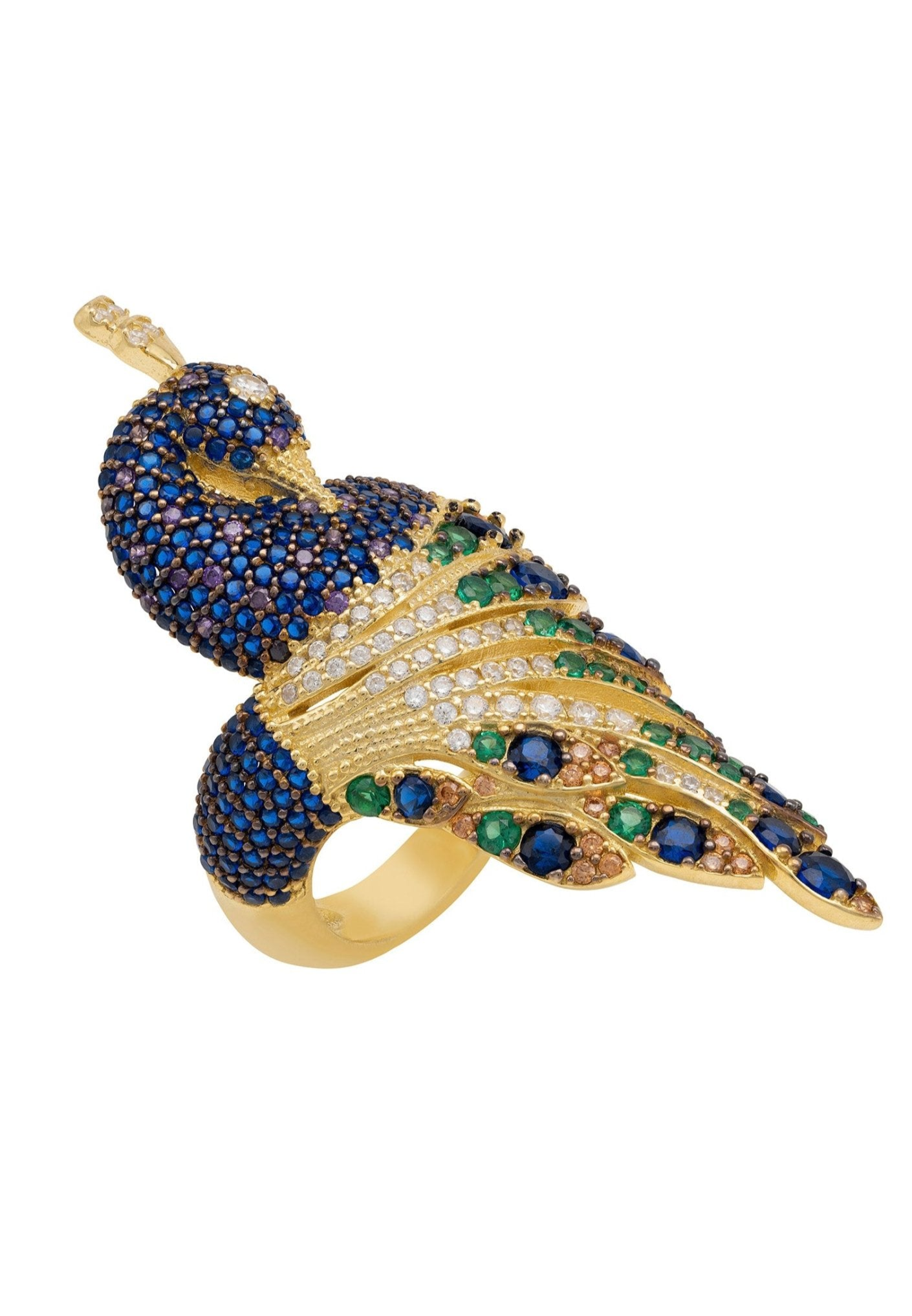 Peacock Cocktail Ring Gold
