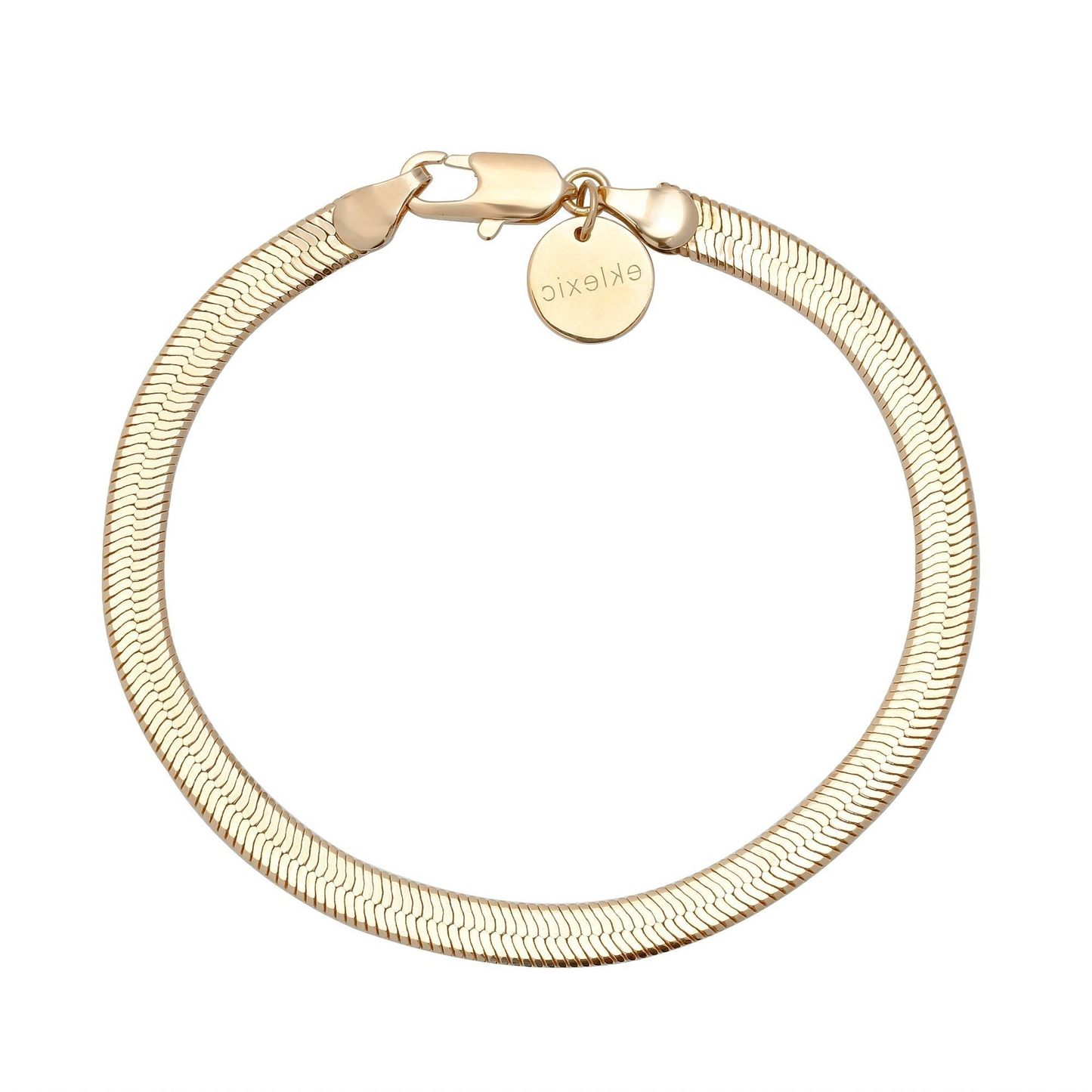 Herringbone 5MM Chain Bracelet Gold & Sterling Silver