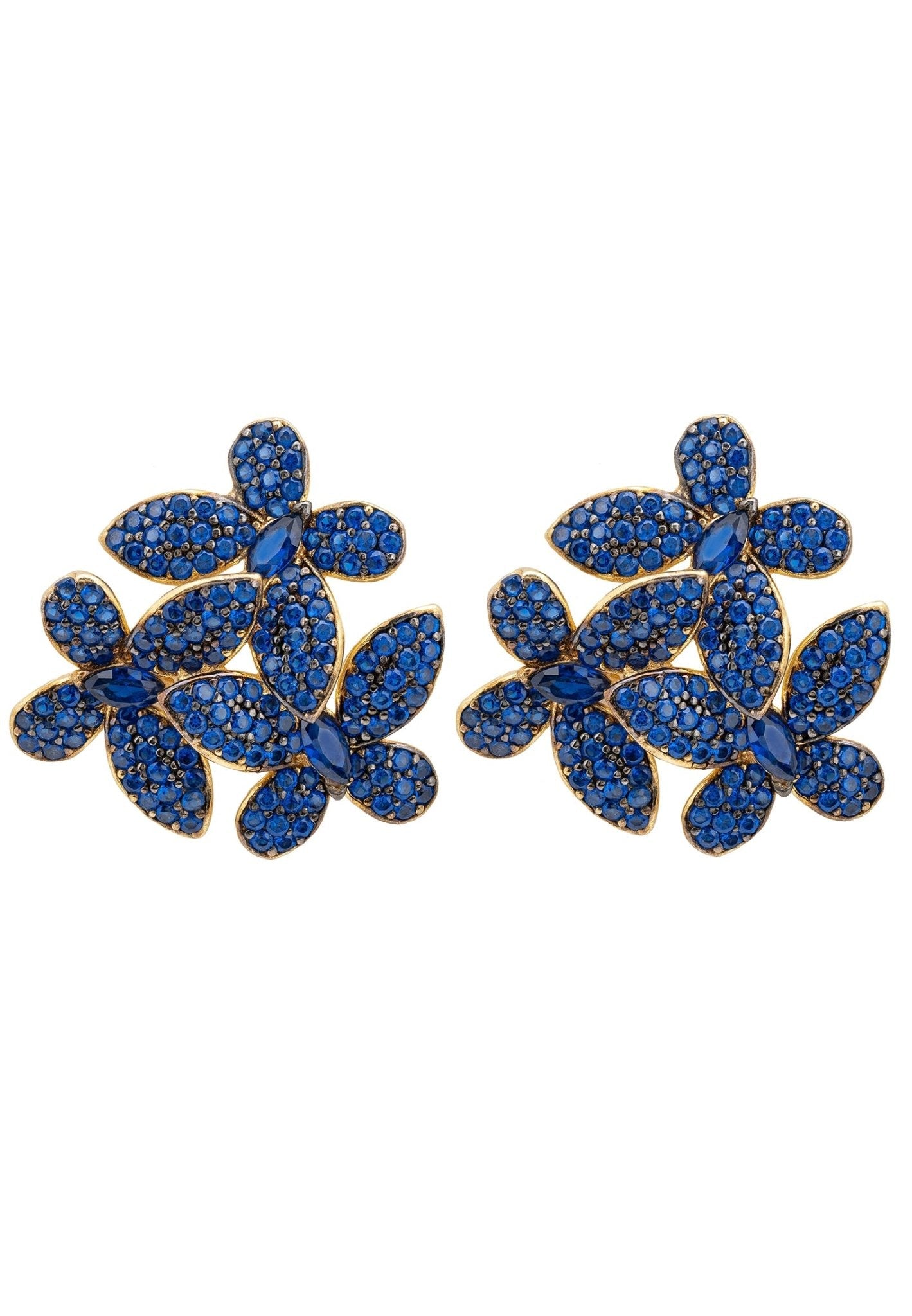 flowers stud earring blue