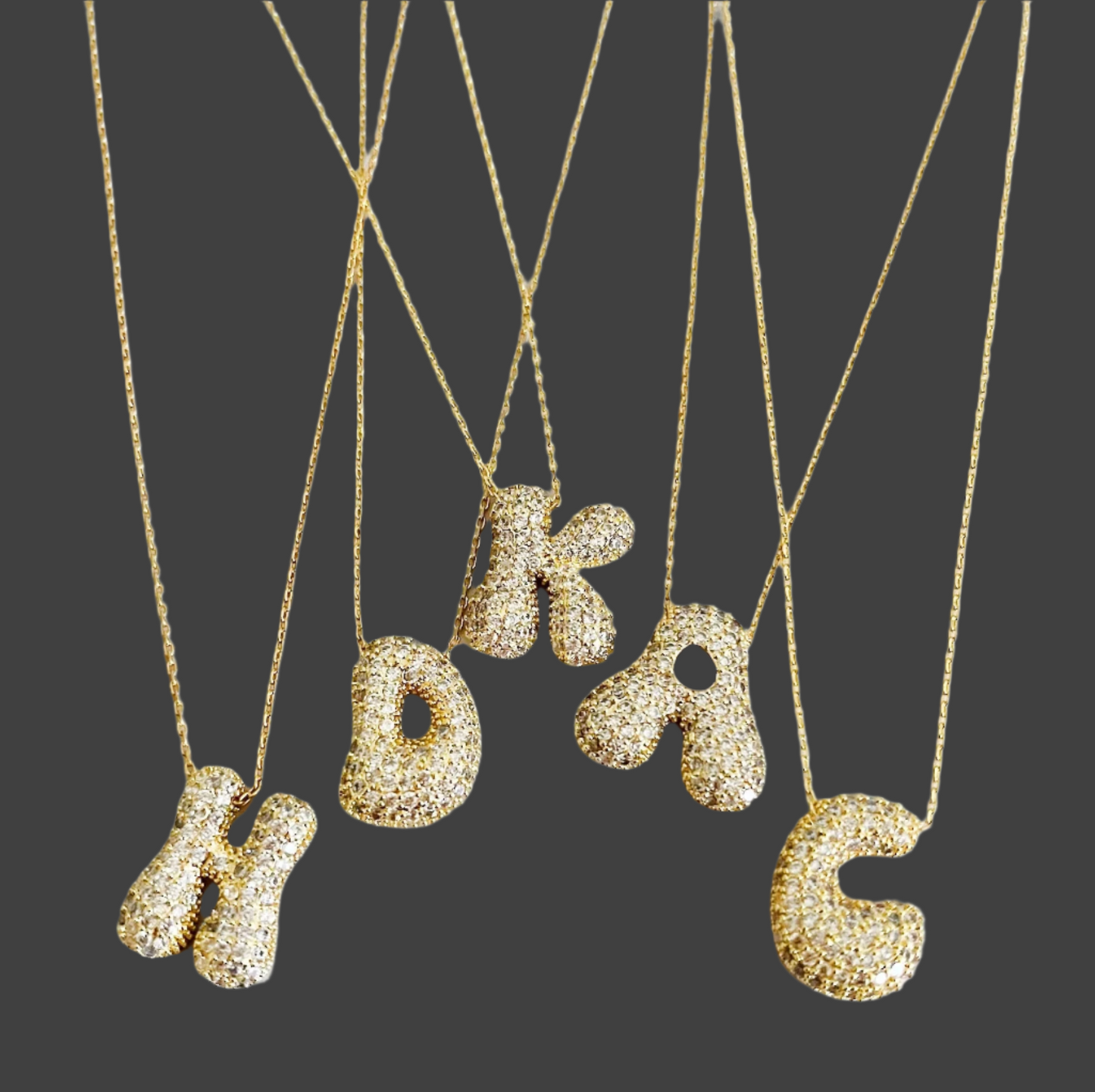 Pave Bubble Initial Necklace