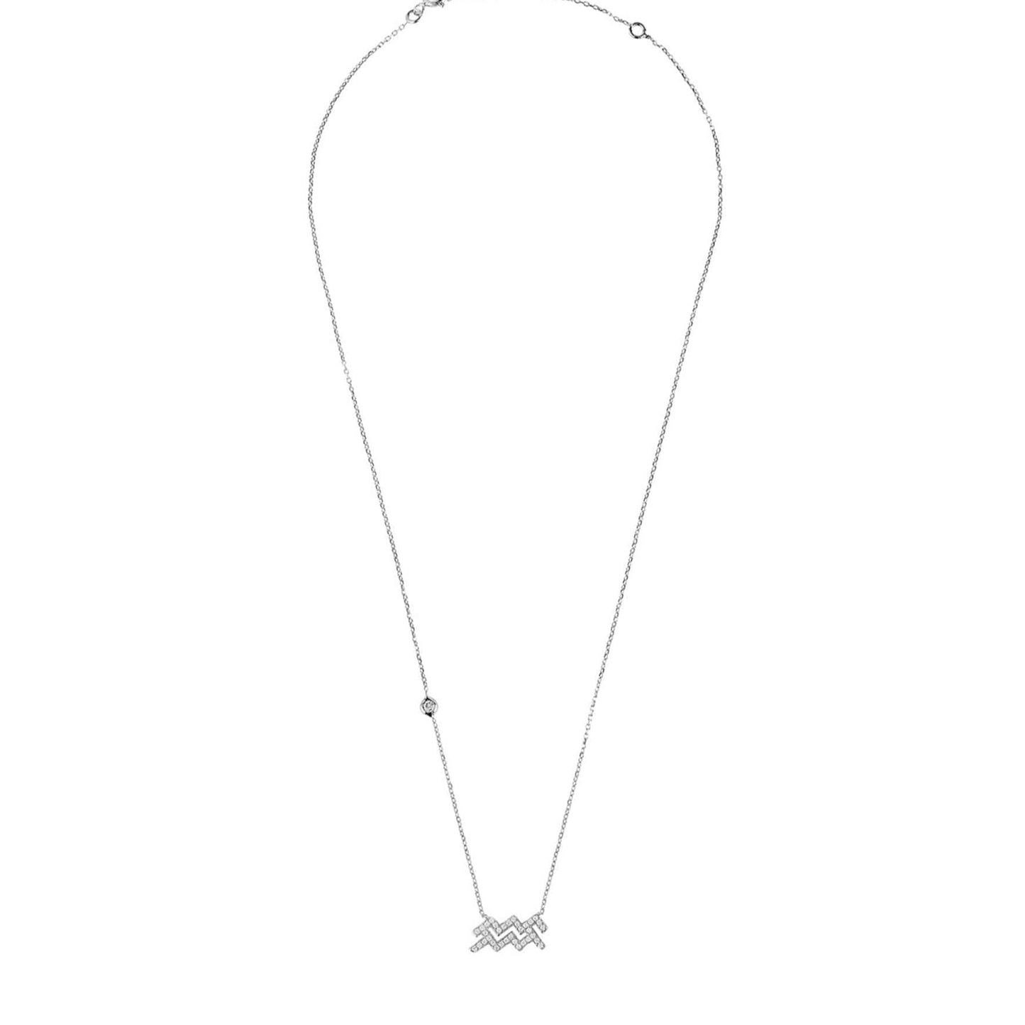 Zodiac Aquarius Star Sign Pendant Necklace Silver