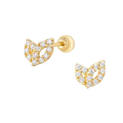 14K Solid Gold 2 Leaf Stud Piercing