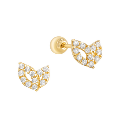 14K Solid Gold 2 Leaf Stud Piercing