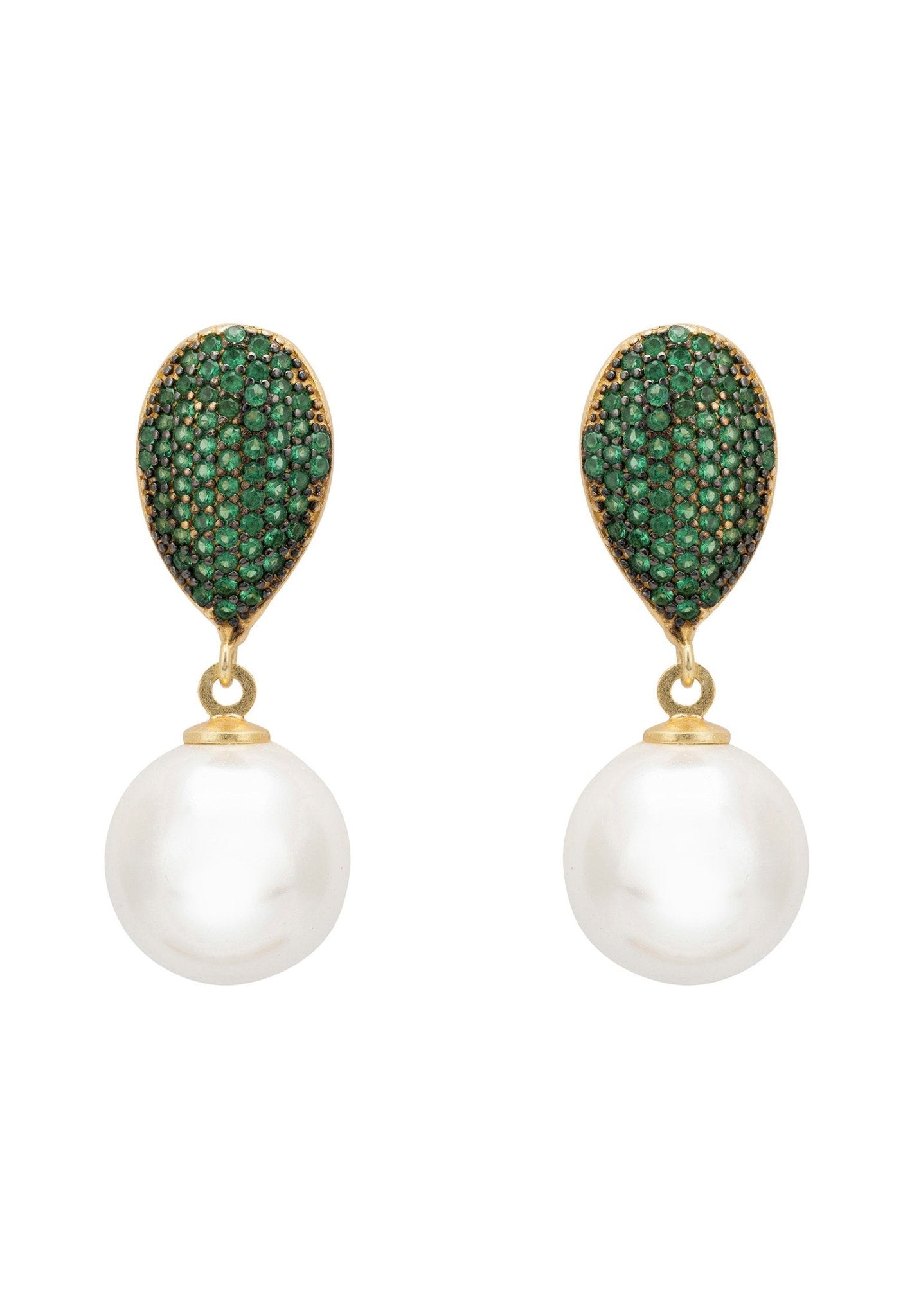 Emerald Green Pearl Classic Drop Earrings