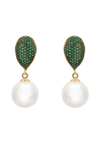 Emerald Green Pearl Classic Drop Earrings