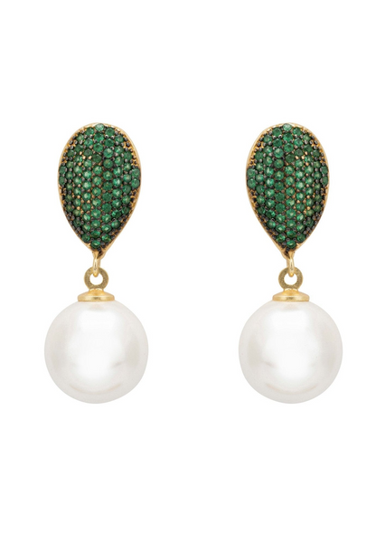 Emerald Green Pearl Classic Drop Earrings