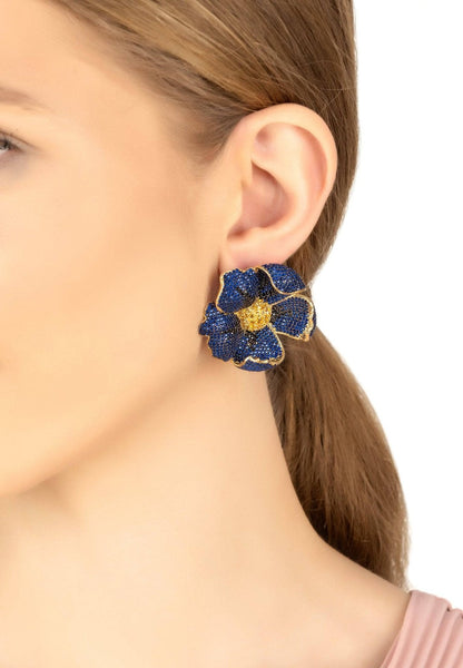 Poppy Sapphire Blue Earrings Gold