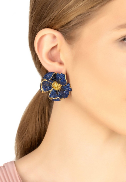 Poppy Sapphire Blue Earrings Gold