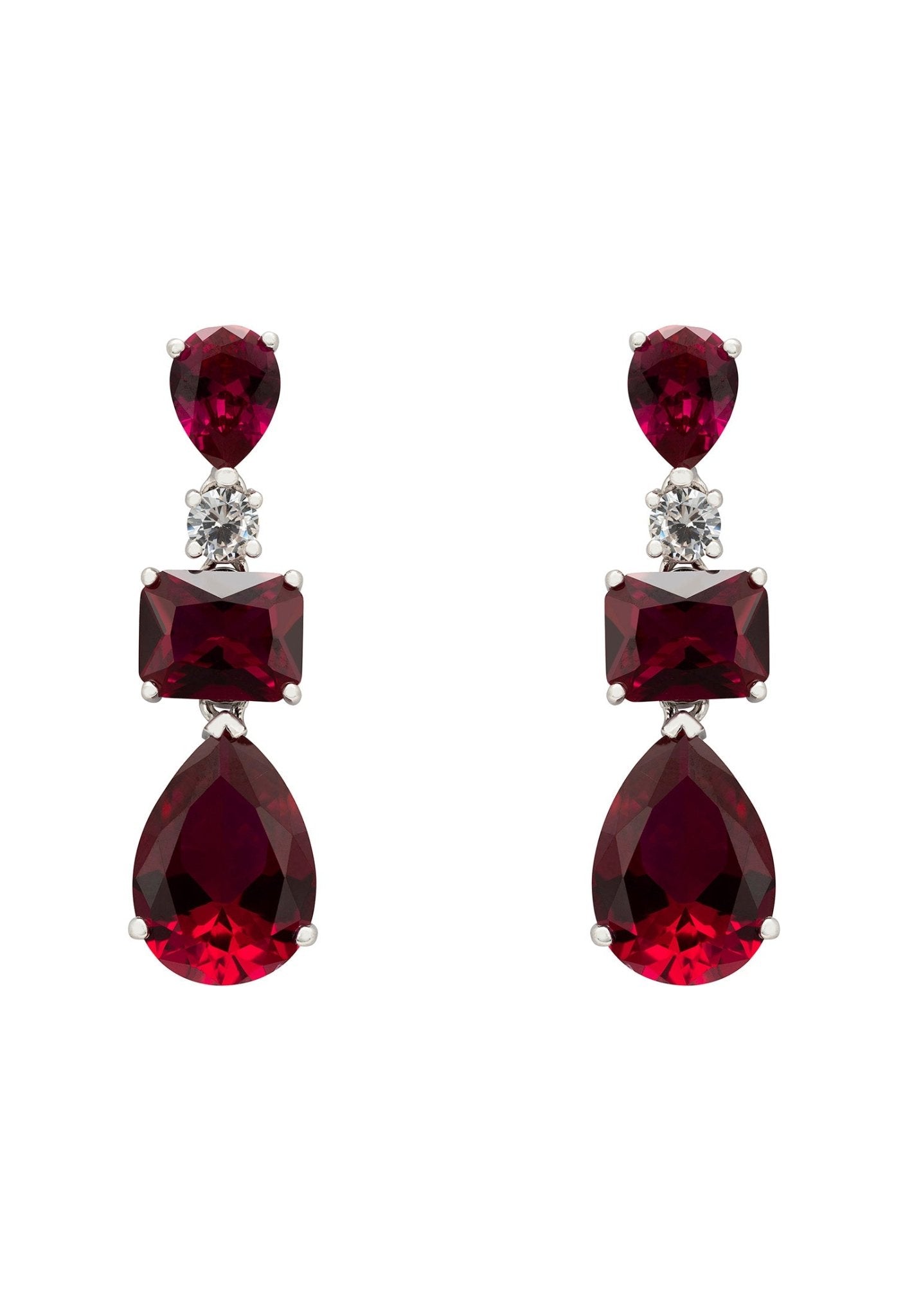 Ruby Valentina Drop Earrings Silver