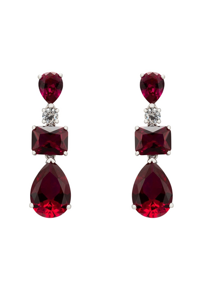 Ruby Valentina Drop Earrings Silver