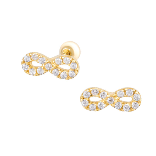 14K Solid Gold Infinity Stud Earring