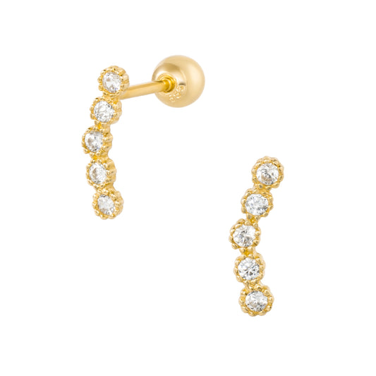 14K Solid Gold Ear Climber Stud Piercing