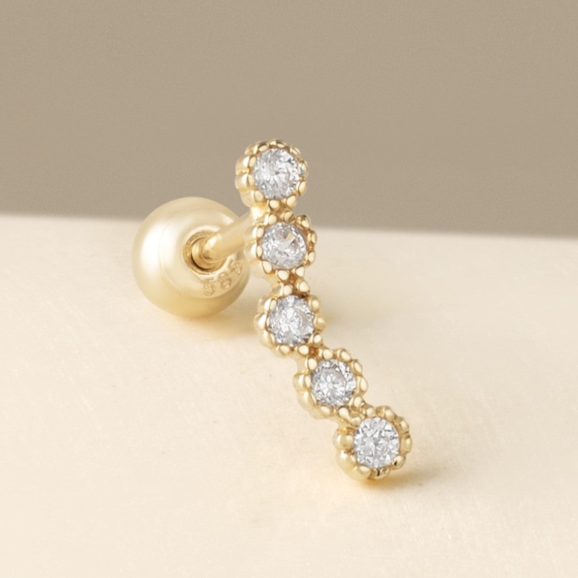 14K Solid Gold Ear Climber Stud Piercing