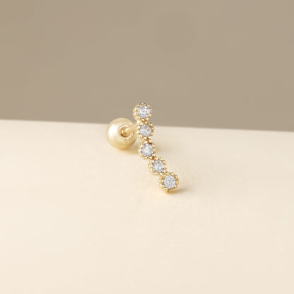 14K Solid Gold Ear Climber Stud Piercing