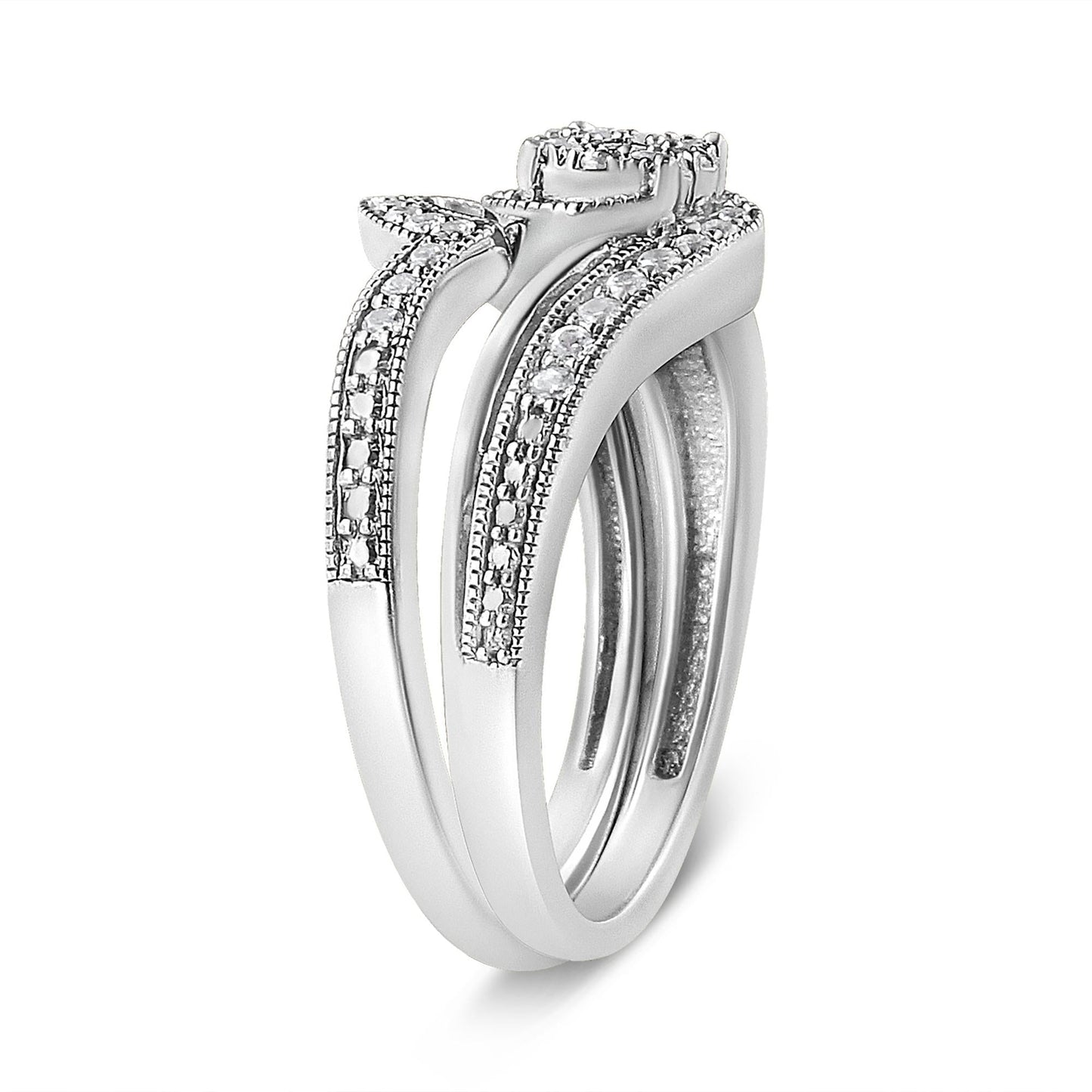 Vintage-Style Bridal Set Ring and Band