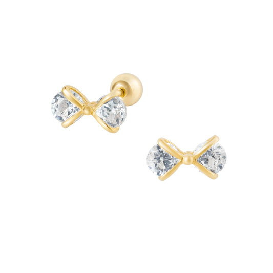 14K Solid Gold Bowtie Stud Piercing