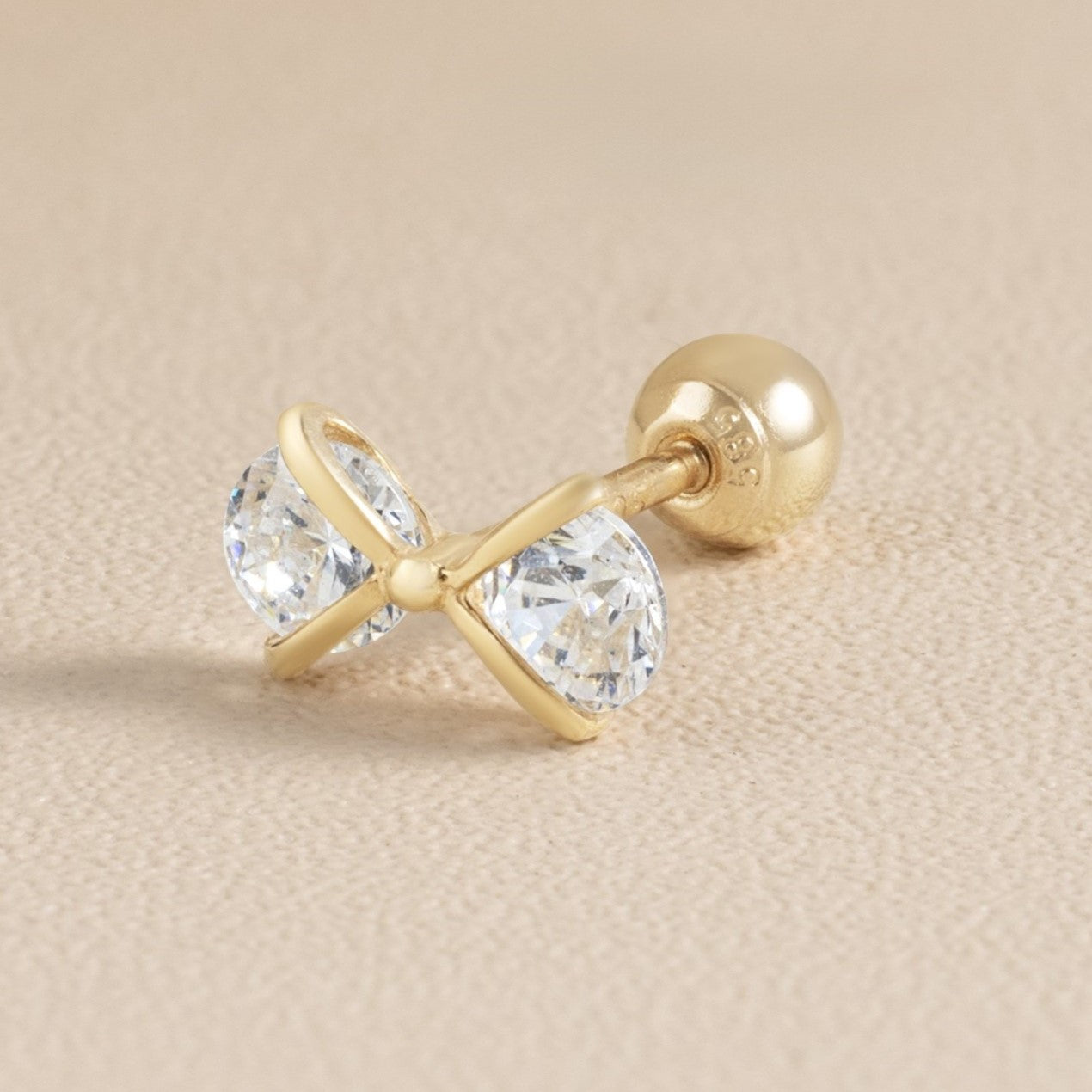 14K Solid Gold Bowtie Stud Piercing