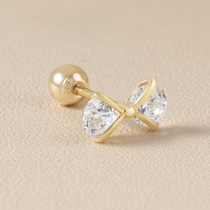 14K Solid Gold Bowtie Stud Piercing