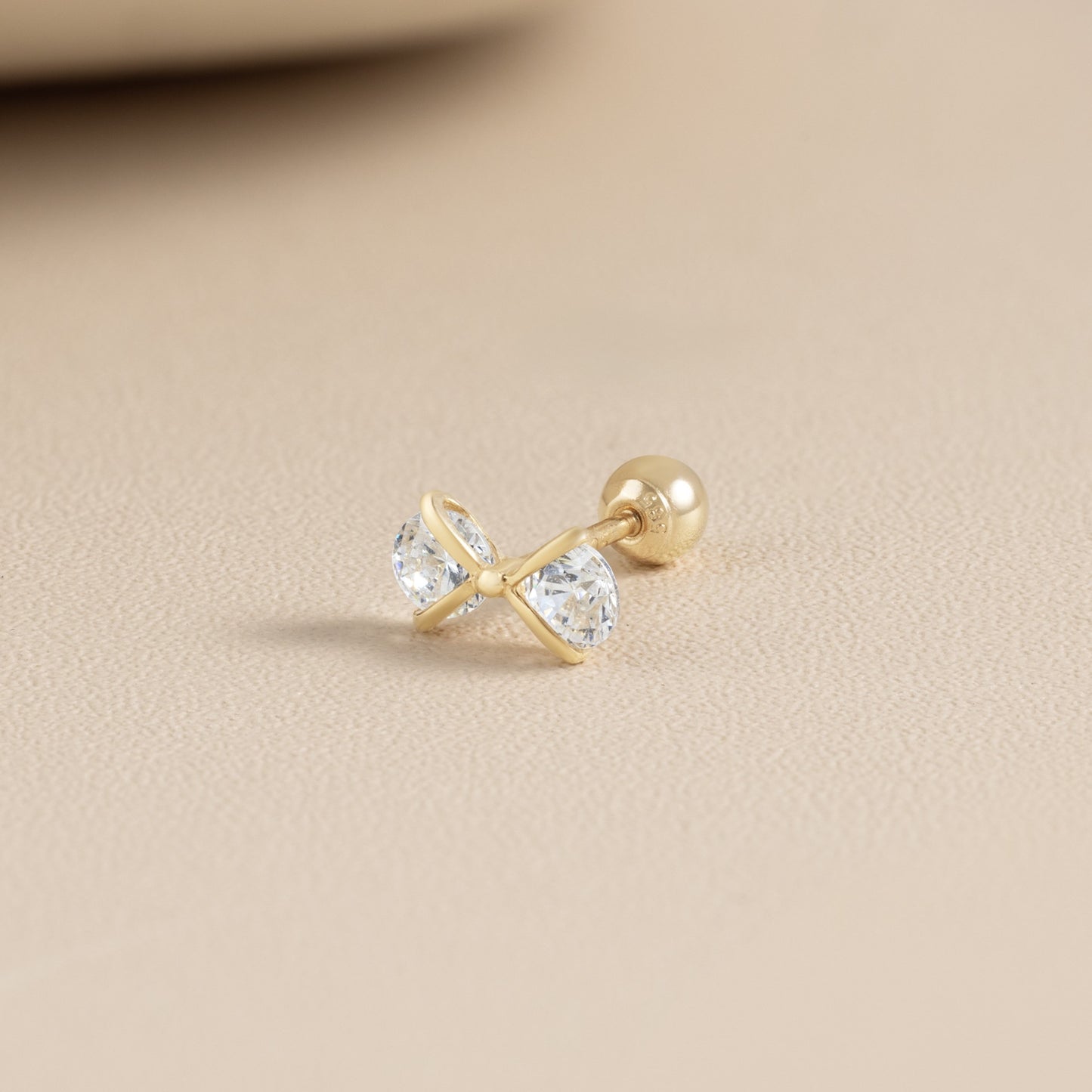 14K Solid Gold Bowtie Stud Piercing