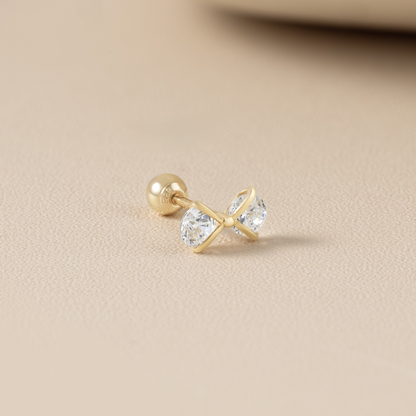 14K Solid Gold Bowtie Stud Piercing