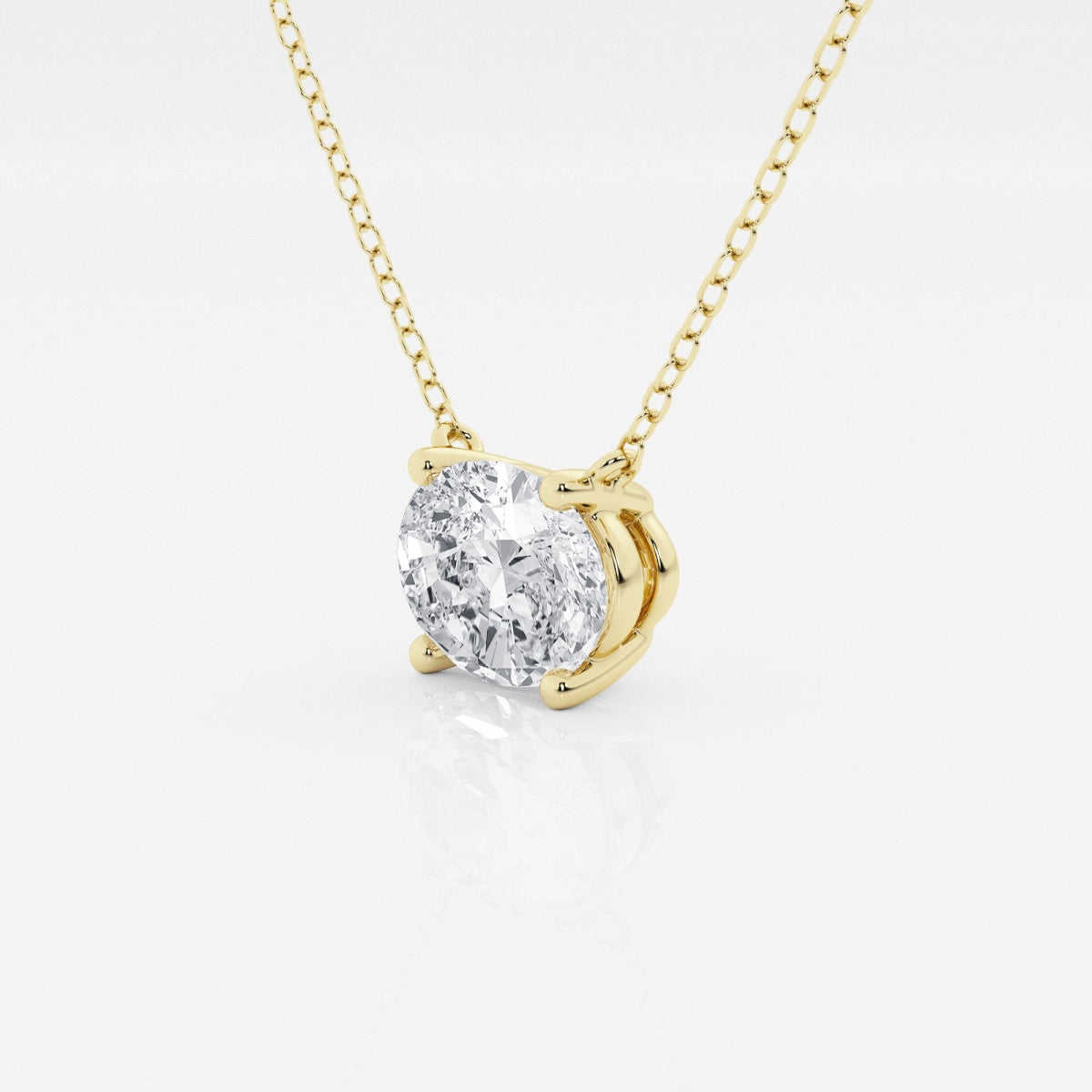 Oval Lab Grown Diamond Solitaire Pendant in White /Yellow