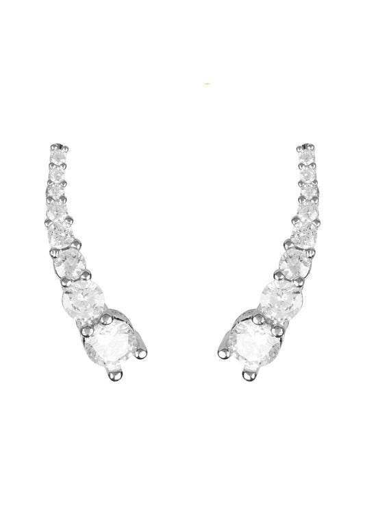 Graduated Ear Climber Pair Silver