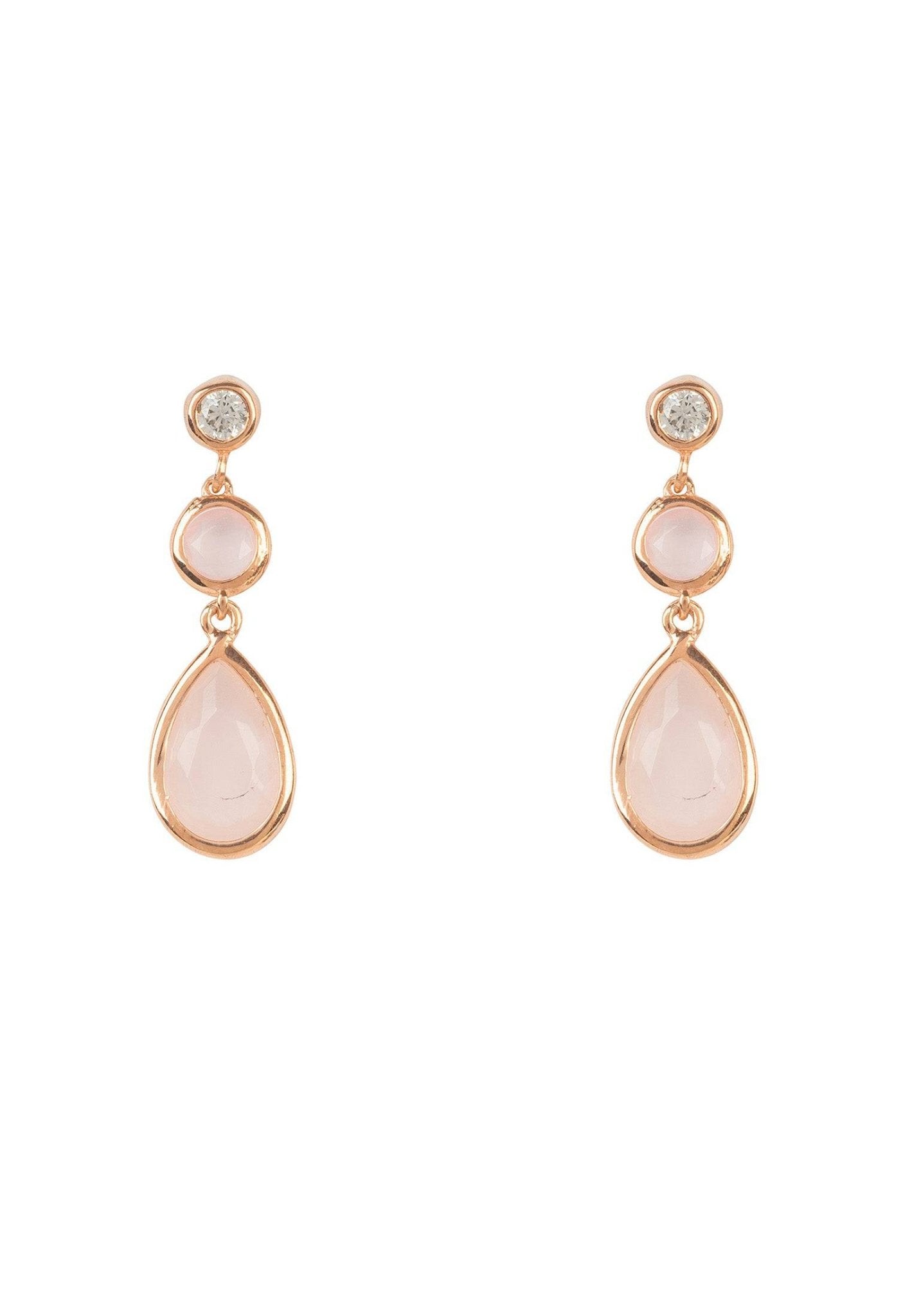 Rose Gold Rose Quartz Gemstone Drop Earrings