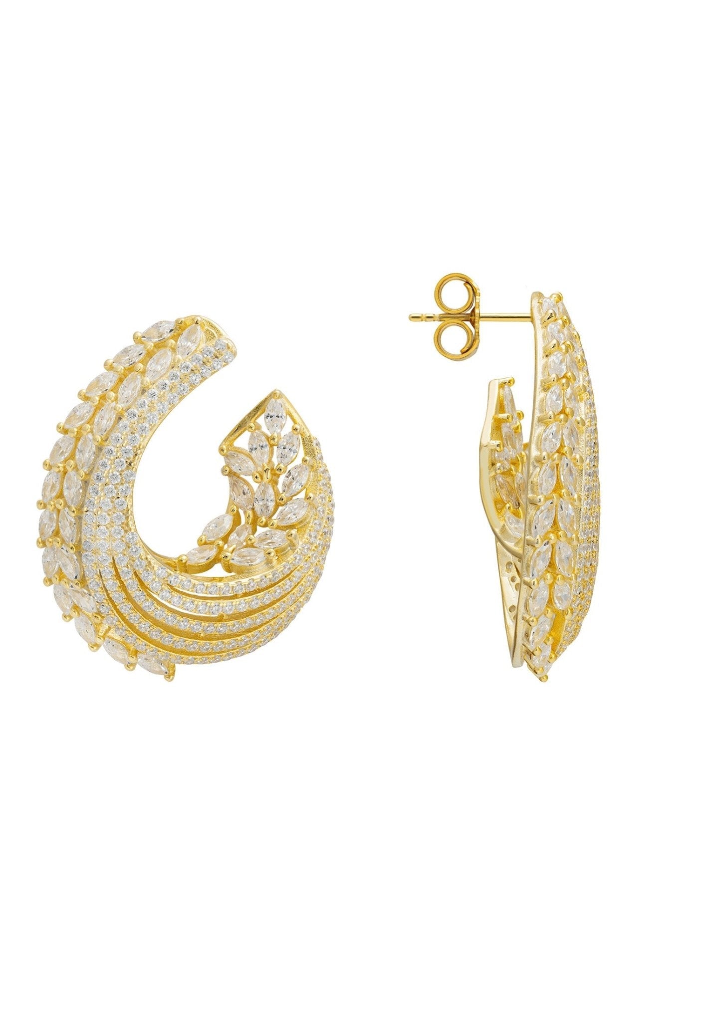 Gold hoop earrings with cubic zirconia detail 