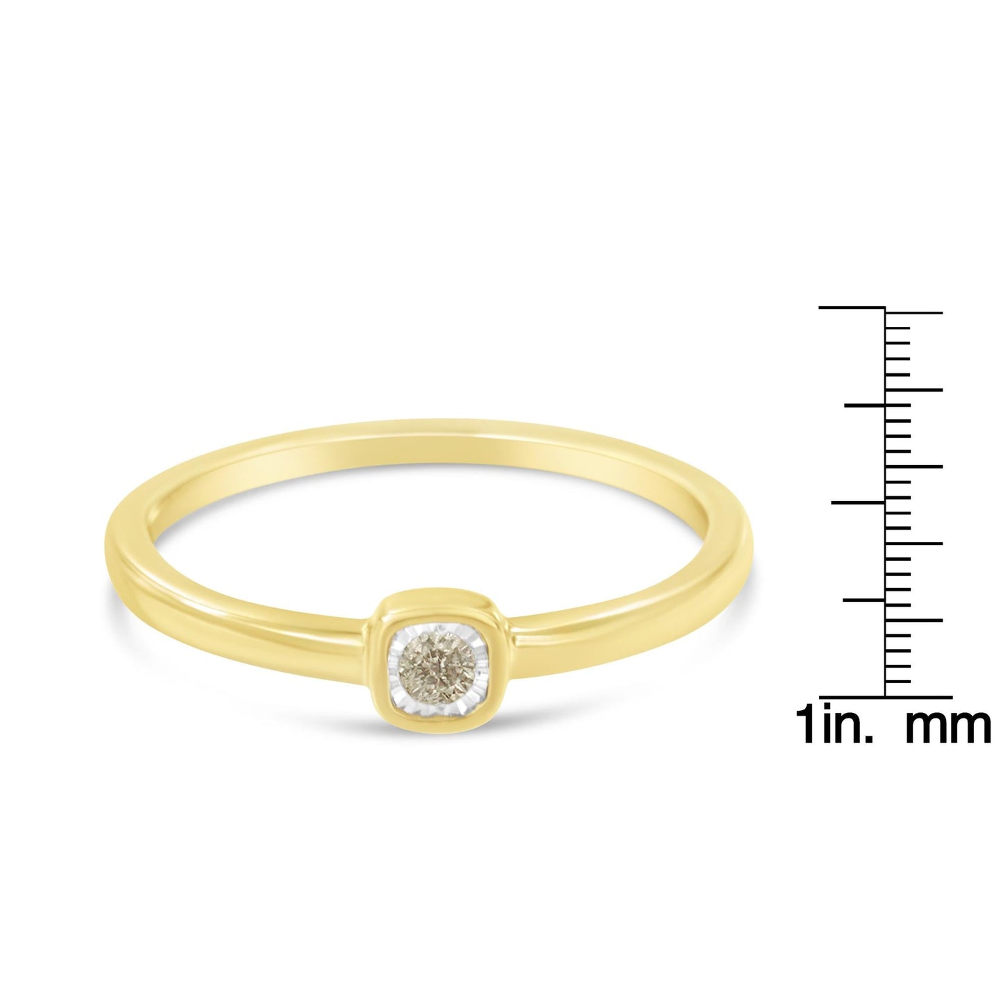 Gold Plated Sterling Silver Ring with Diamond Square Center