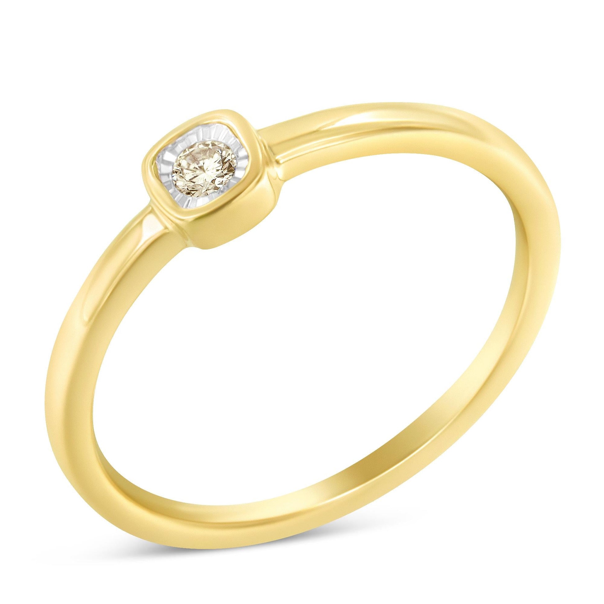 1/20 Carat Diamond Square Ring in 14K Gold Plated Sterling Silver