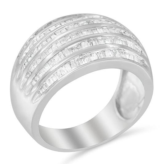 Taylor Baguette-Cut Diamond 6-Row Channel Set Domed Tapered Cocktail Ring