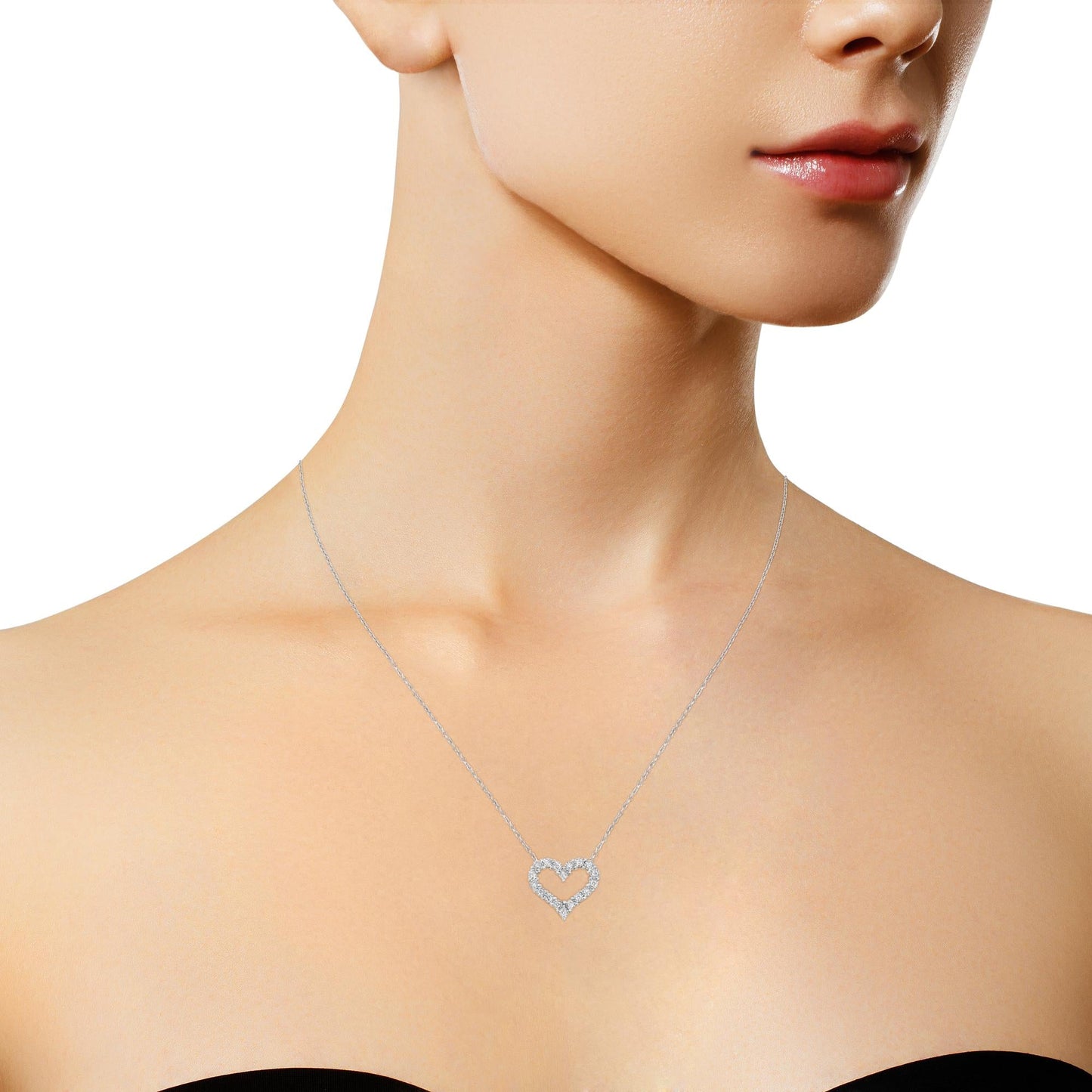 Diamond Open Heart 18" Pendant Necklace