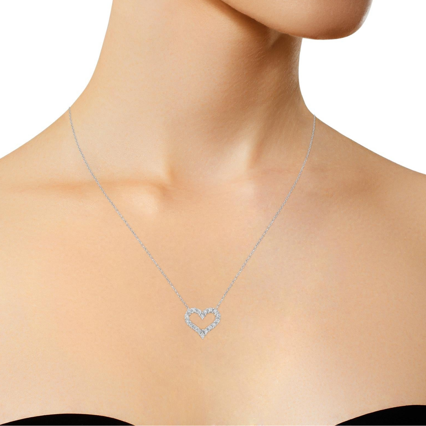 Diamond Open Heart 18" Pendant Necklace