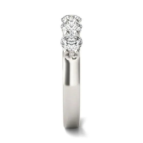 Round Lab Grown Diamond Five Stone Anniversary Band in 14K White Gold