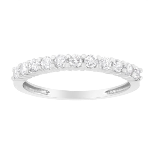 1/2 Cttw Shared Prong-Set Brilliant Round-Cut Diamond 11 Stone Band Ring